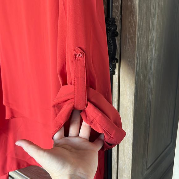 Catherine Malandrino Rustic Tab-Sleeve Crepe Overlay Hi-Low Tunic size 3X NWT - Picture 9 of 12